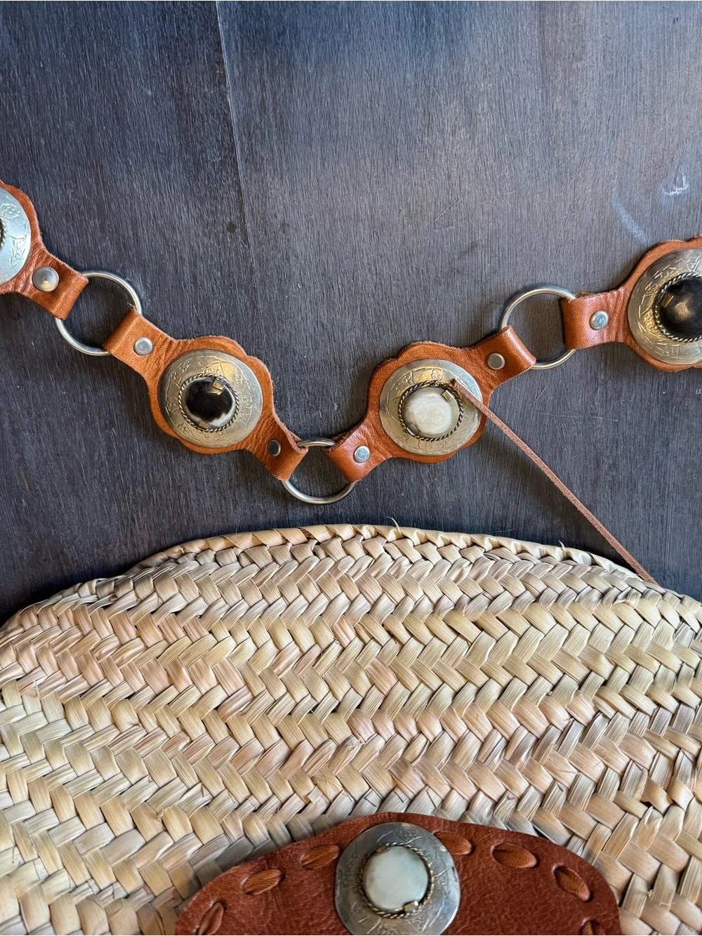 Woven Straw Shoulder Bag with Tan Leather Accents - Anthropologie